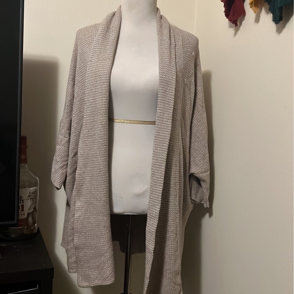 Express Gray and Cream Cardigan Sweater with Shawl Collar